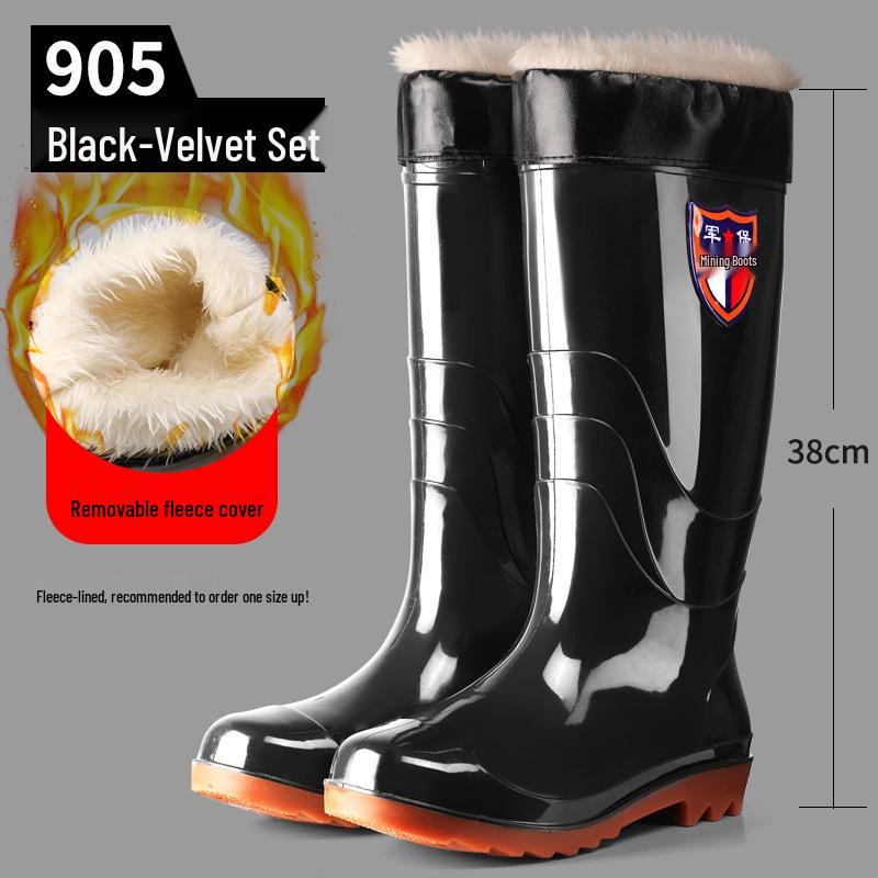 Men's High-Top Waterproof Military Rain Boots with Non-Slip Sole and Labor Protection Rubber Overshoes