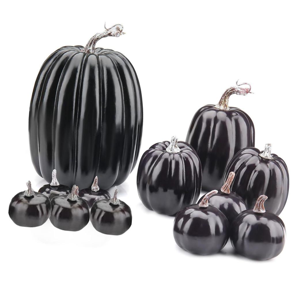 14pcs Artificial Pumpkin Black Foam Creative Lightweight Reusable Decorative Pumpkin for Ornament