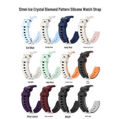 Crystal Diamond Pattern Silicone Watch Strap for Samsung/Huawei/Amazfit/Garmin, Available In 12/16/18/20/22MM Sizes