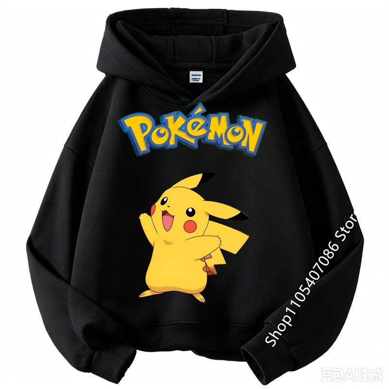 Felpa per Bambini Pikachu 2026 Nuovo Stile Felpa Sportiva per Ragazzi Felpa con Stampa Cartoni Animati per Ragazze Primavera-Autunno Maniche Lunghe Felpa Casual