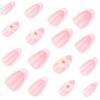 24 Pieces Simple French White 3D Flower Wear Nail Almond Nail Press On Nail Art Finished Product Wholesale