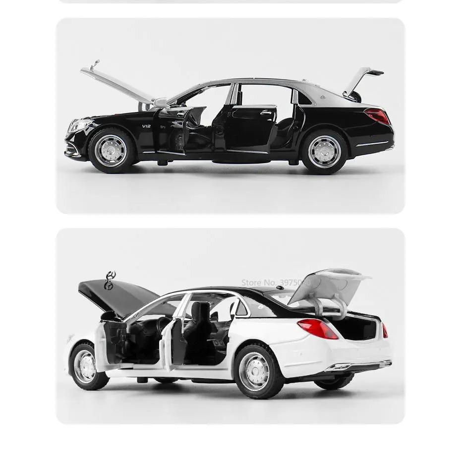 1/32 Benz Maybach S650 Model auta Slitina na hračky litá Limuzína Simulace Vozidla Zvuk Lehká Gumová pneumatika Hračky Dárky k narozeninám pro chlapce