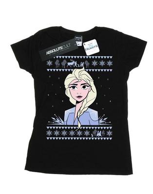 Camiseta feminina/senhora Frozen 2 Elsa Christmas Cotton