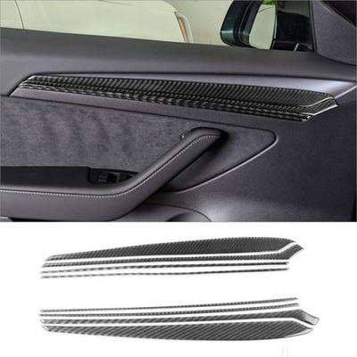 8Pcs Carbon Fiber Interior Door Panel Cover Trim For Tesla Model 3/Y 2017-