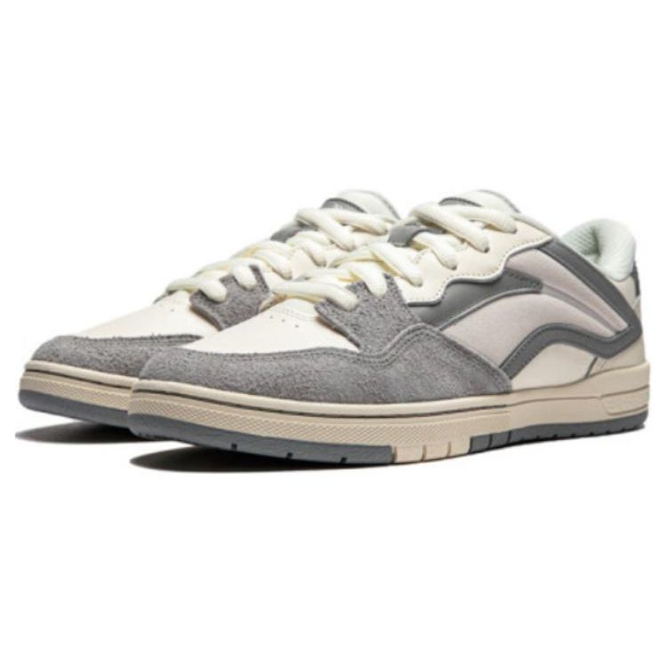 Li Ning Versatile Casual Lightweight Comfortable Non-Slip Wear-Resistant Low-Top Skate Shoes Women sneaker White Gray AEPU018-1