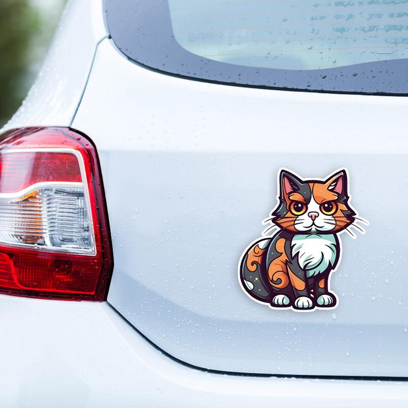 JT118#13.5x15cm Cute Calico Cat Vinyl Car Sticker Decal Animal Cat Car Sticker Cover Up Car Body Scratches Sticker
