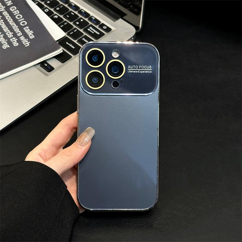 

Electroplated iPhone 11-14 & 15-17 Pro Max Compatible Large Window Glass Phone Case Set 15 Pro Max