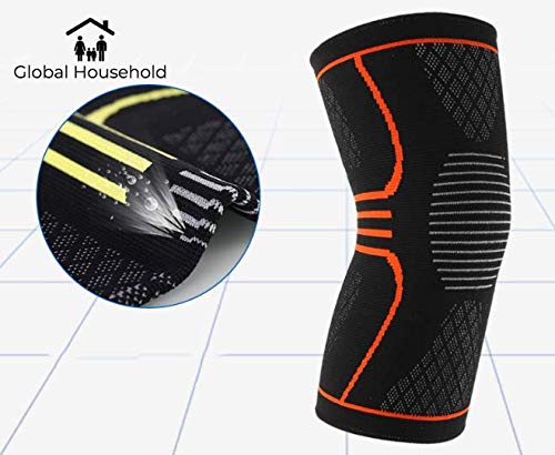 Global Household 1 Pair Flex Plus Compression Knee Support/Brace for Joint Pain, Meniscus Tear, ACL, MCL and Arthritis Relief Improve Circulation