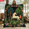 Unicorn Floral Blanket,Soft Flannel Throw Blanket for Bed Sofa,Magical Fantasy Decor,Cozy Blanket for Kids Adults, Birthday Gift