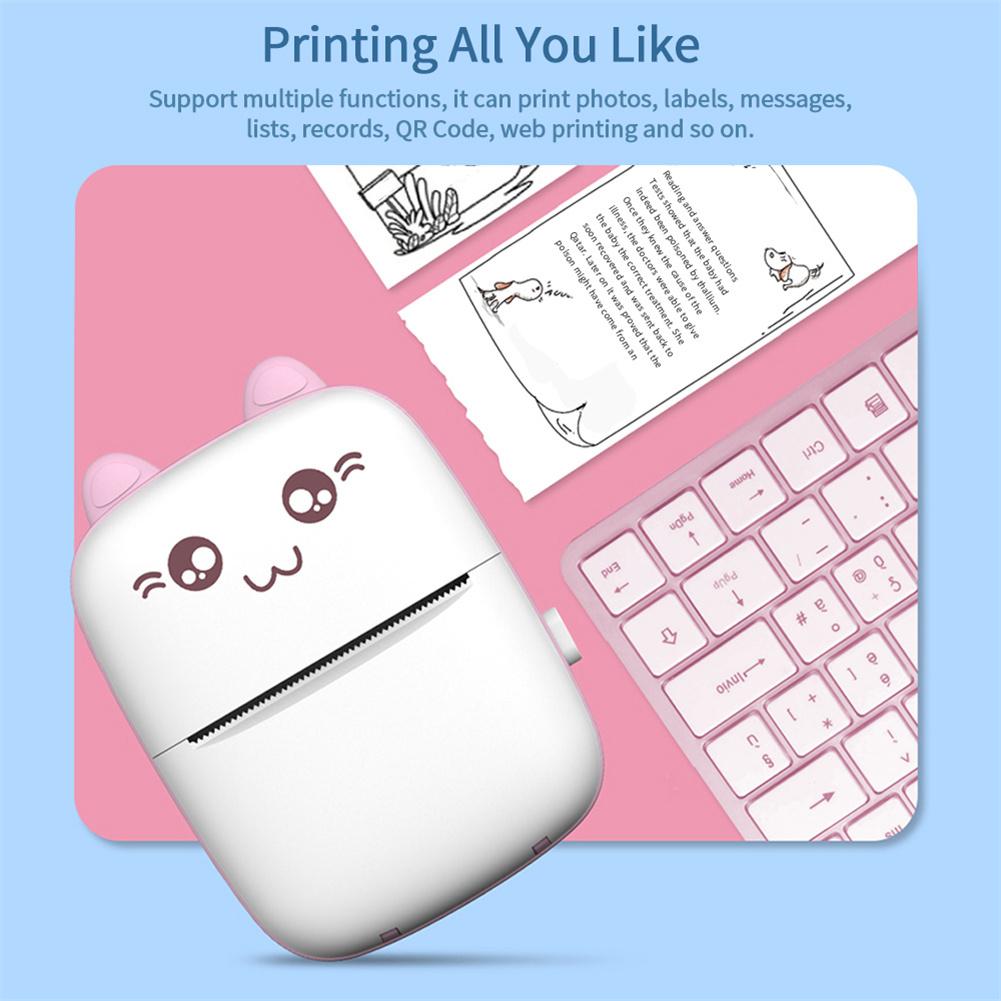 Portable Thermal Printer Set Mini Inkless Sticker Printer USB V4.0 Photo Printer Compatible For IOS Android