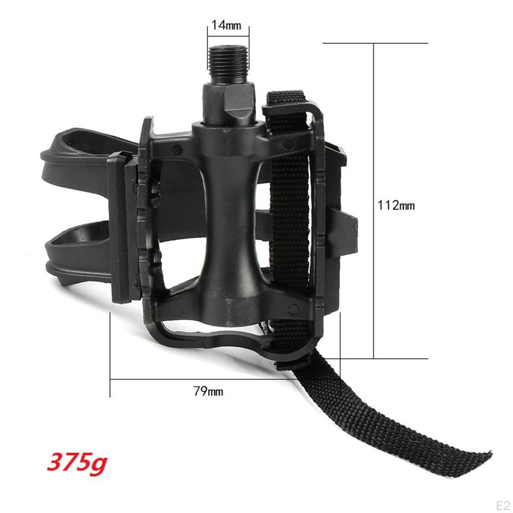 1 Pair Light Weight Nylon Mountain Road Bike Pedal Toe Clip with Straps for Outdoor Cycling Indoor