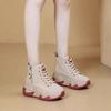 High-top Inner Heightening Women's Shoes, Wedge-heeled Short Boots, Casual Spring and Autumn Waterproof Non-slip Women's Boots