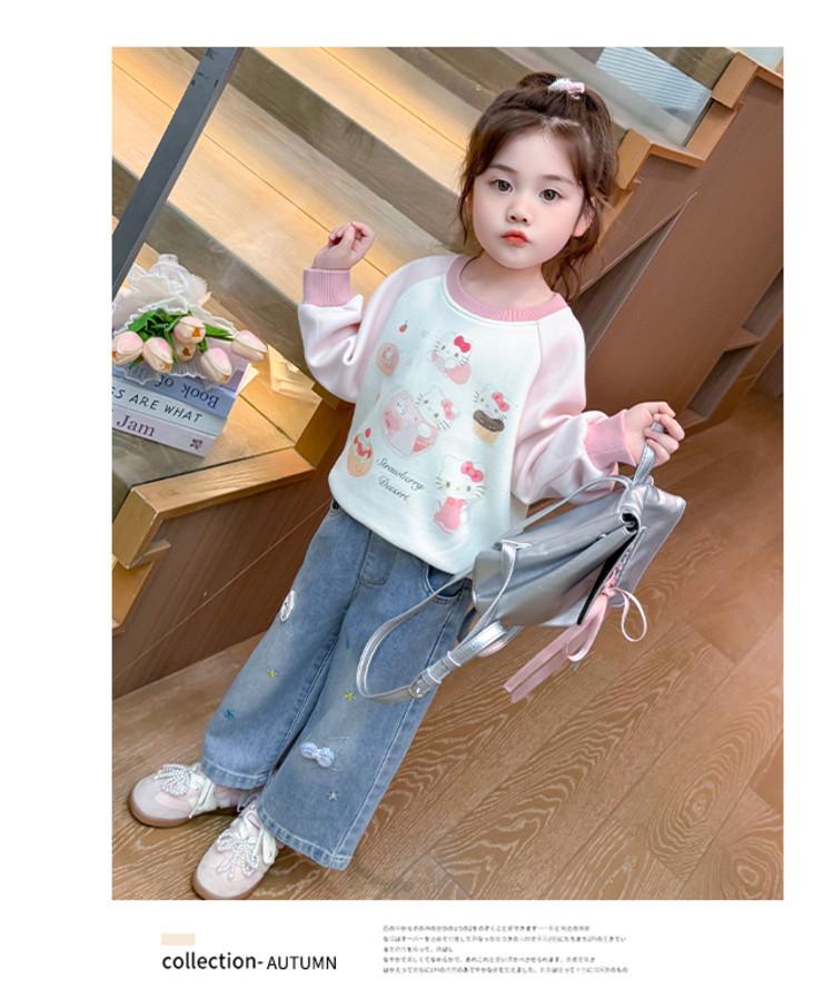 Bestickte Stern & Schleife Weitbeinige Jeans für Mädchen - Koreanischer Stil, Frühling/Herbst