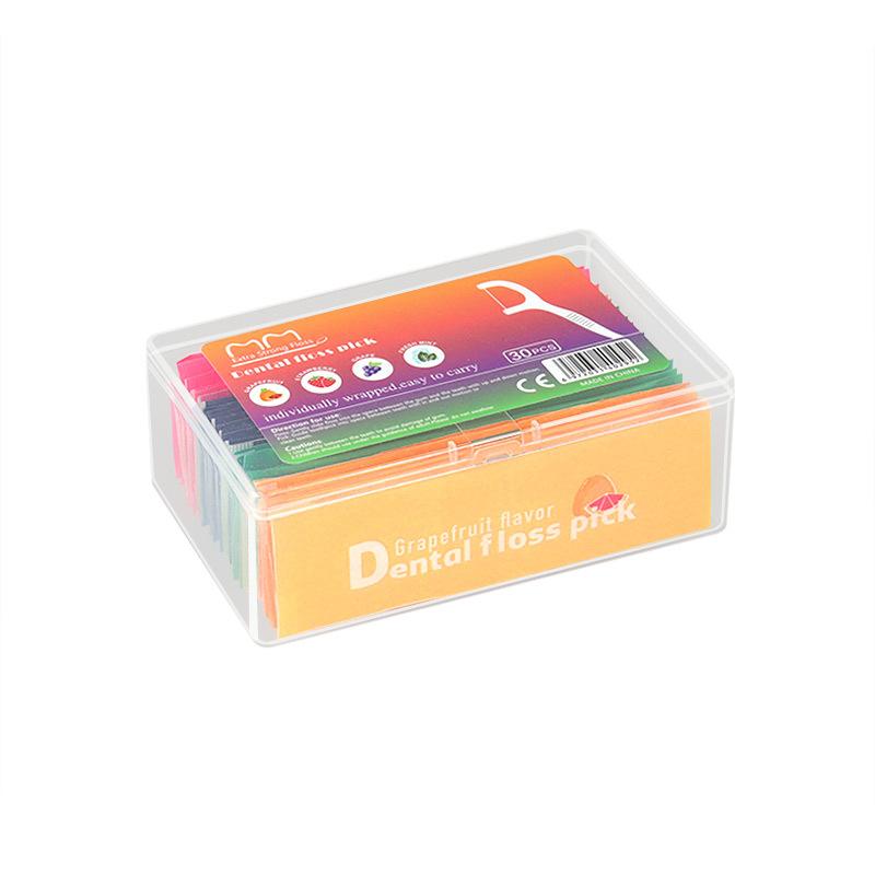 Fruit-flavoured Individually Packaged 30 Ultra-fine Disposable Dental Floss Sticks