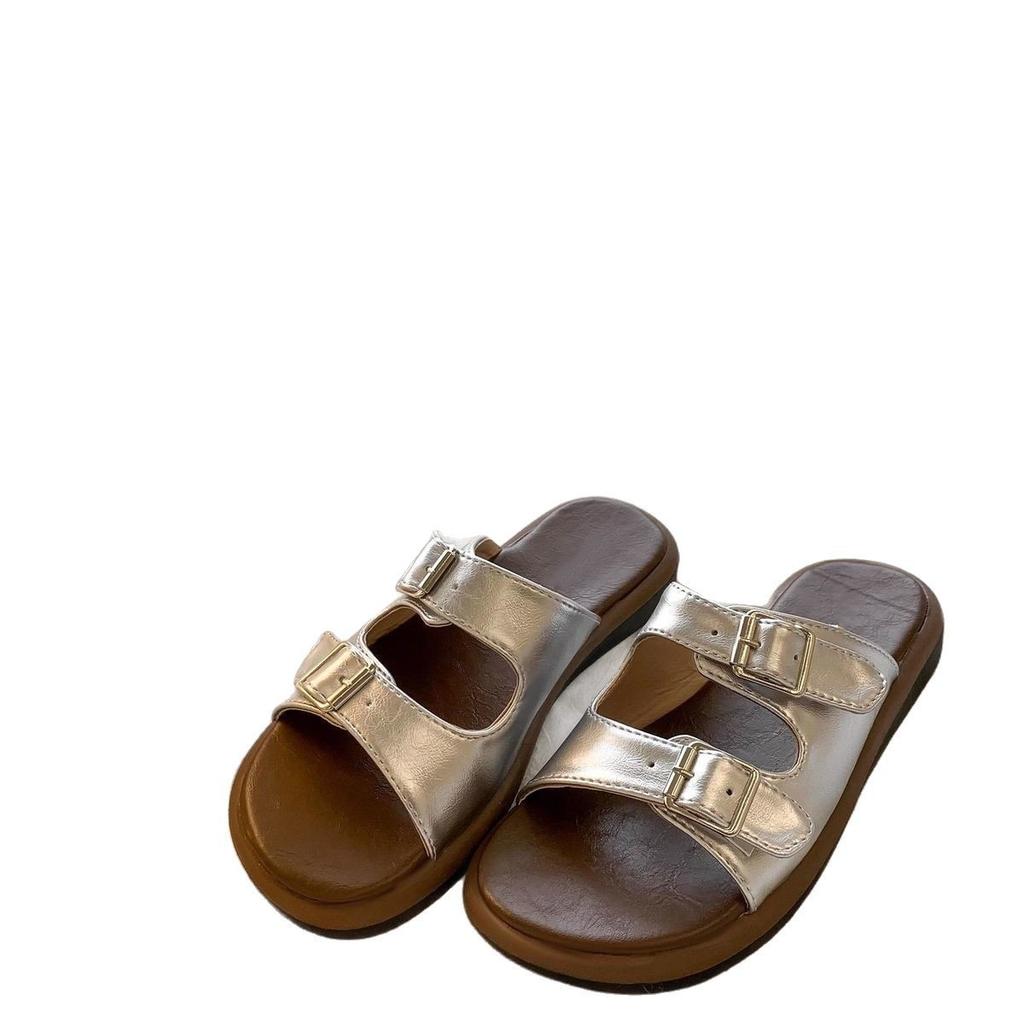 Cool slippers female summer wear 2025 new fairy style with skirt platform beach sandals fashion satin one-word drag