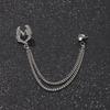 British Style High-end Maple Leaf Brooch with Rhinestone Chain Fashion Vintage Tassel Badge Lapel Pin for Men's Suit Accessories