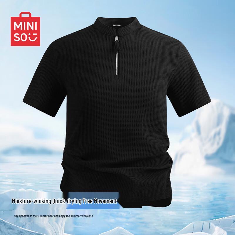 MINISO Men s Half-Zip Polo Sport T-Shirt L