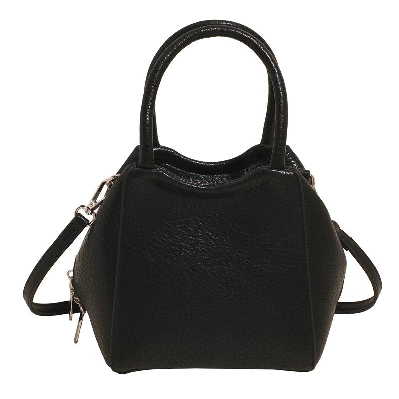 Wholesale fashion high sense simple style solid color lychee pattern bucket bag casual versatile commuter messenger women's bag