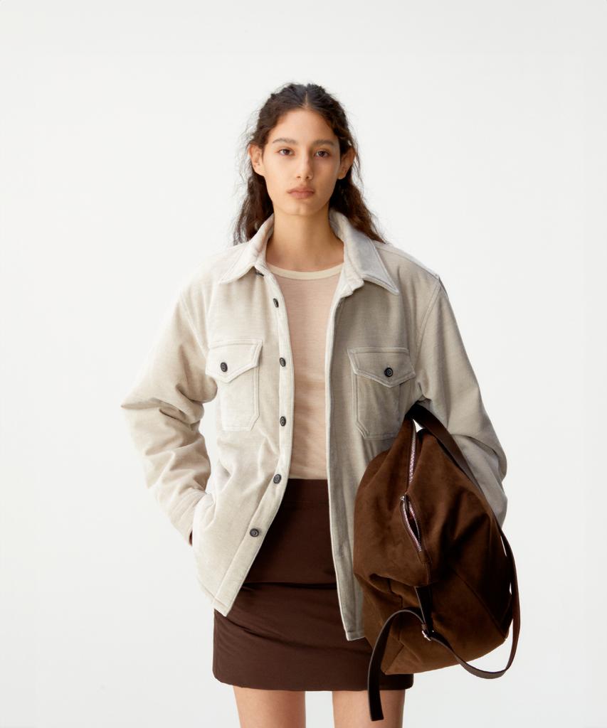 Kueoumeon Velour Padded Outer Shirt (Grayish Beige)