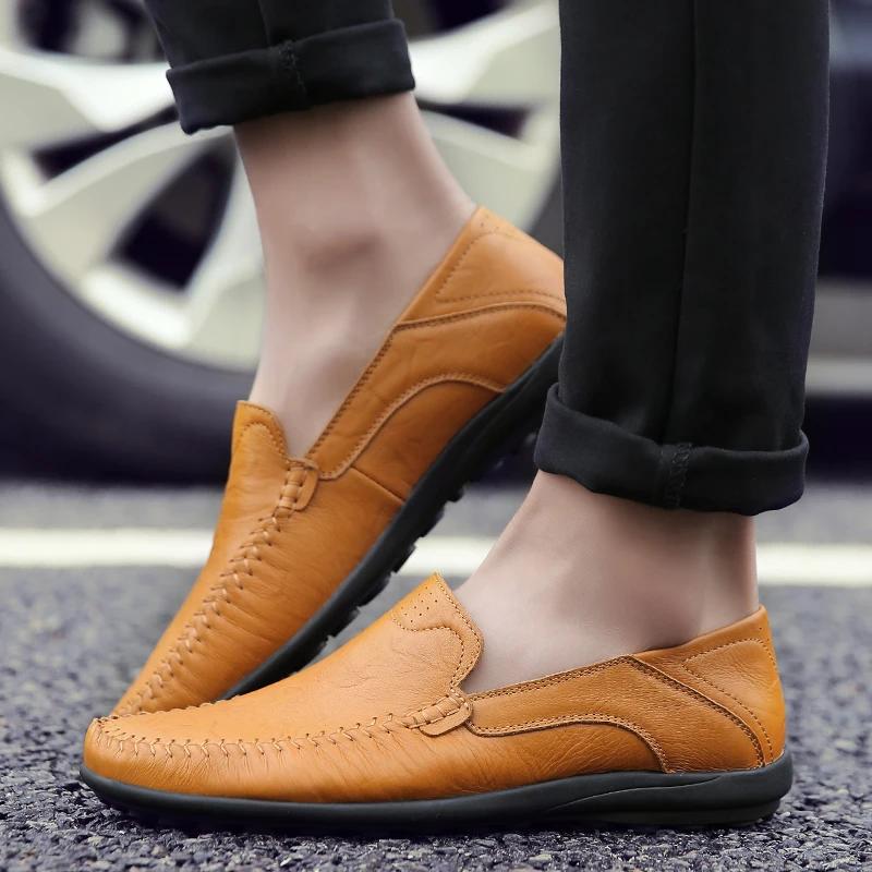 Fashion Men Leather Casual Shoes Luxury Brand 2024 Mens Loafers Dress Shoes Summer Moccasins Italian Breathable Slip On Driving Shoes