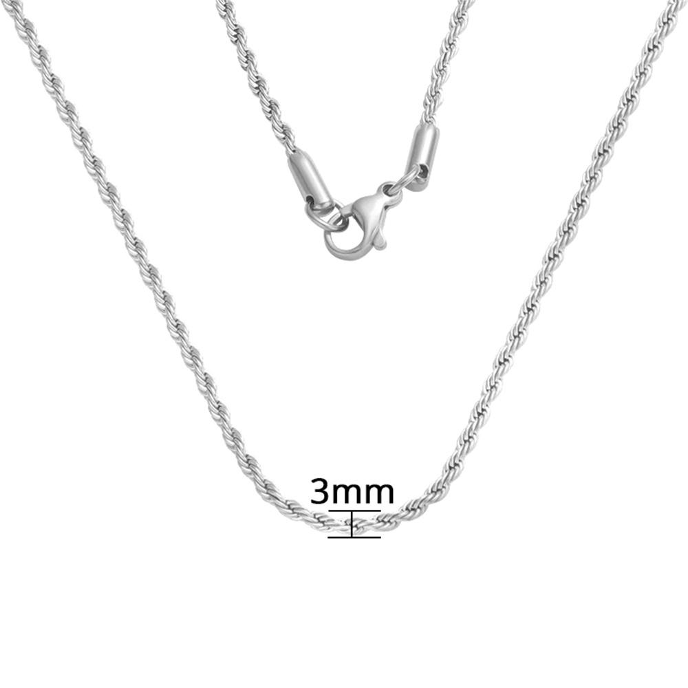 Vintage Twist Rope Link Chain Necklaces 3/5mm Gold Silver Color Stainless Steel Chain For Men Women Hip Hop Fashion Jewelry Gift 50cm