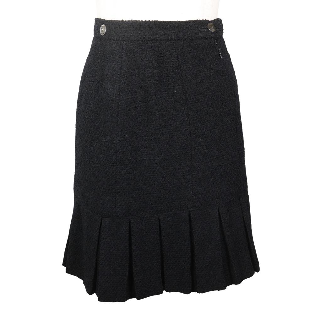 CHANEL Pleated skirt skirt P09451V05945 97A black wool/Nylon Women Used