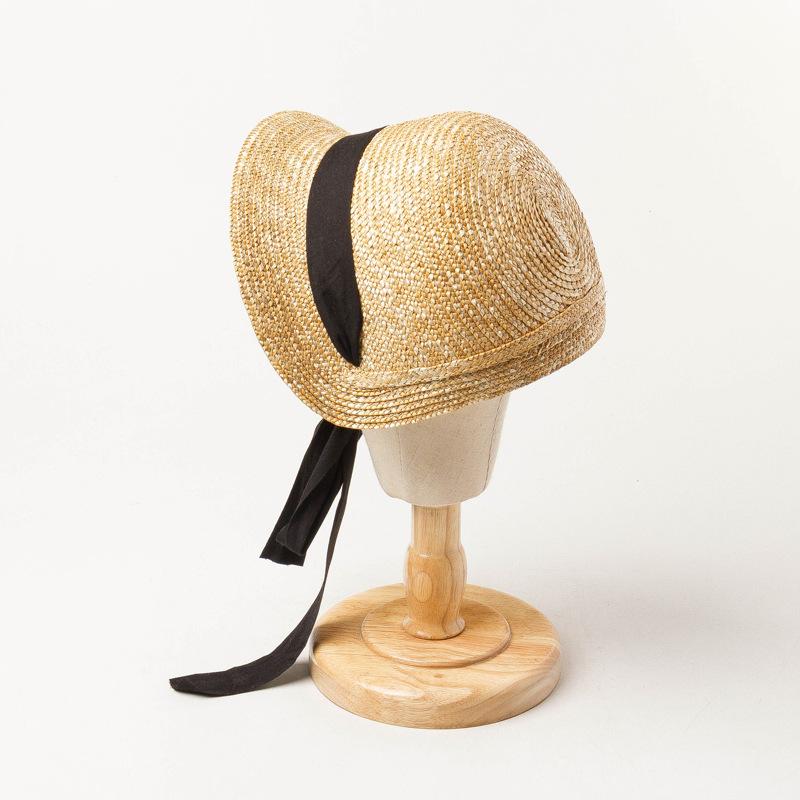 

202603-HH6038 ins chicsummer handmade natural raffia straw grass garden Lolita holiday ribbon kids sun cap children leisure hat kids size 52cm