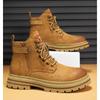 Rhubarb Boots Martin Boots Spring and Autumn Men's Leather Boots 2025 New Heightening Thick-soled Tooling Short Boots