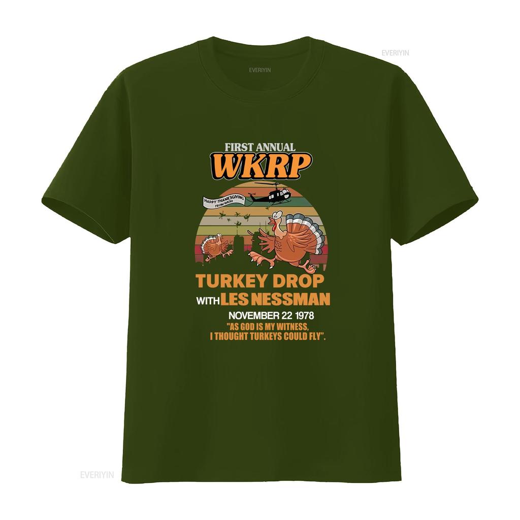 Thanksgiving Vintage Style Funny First Annual WKRP Turkey Drop Les Nessman T Shirt vintage Washed Top For Everyday Wear Casual