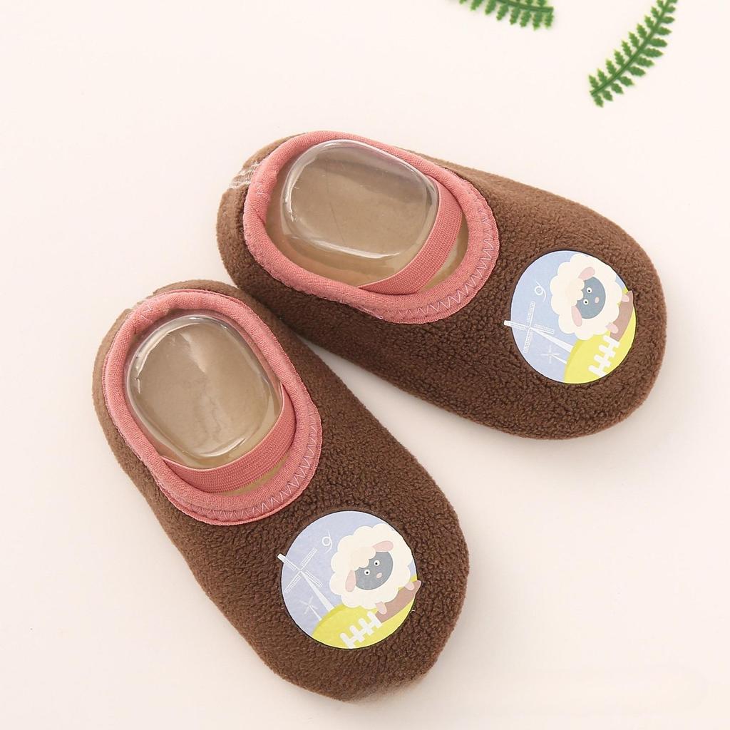 Baby Boys Girls Shoes First Walkers Winter Indoor Outdoor Slippers Infant Crib Floor Shoes with Rubber Sole Anti-slip