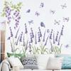 Lavender Flower Wall Stickers, Purple Removable Decals for Bedroom Living Room Home Wall Decor