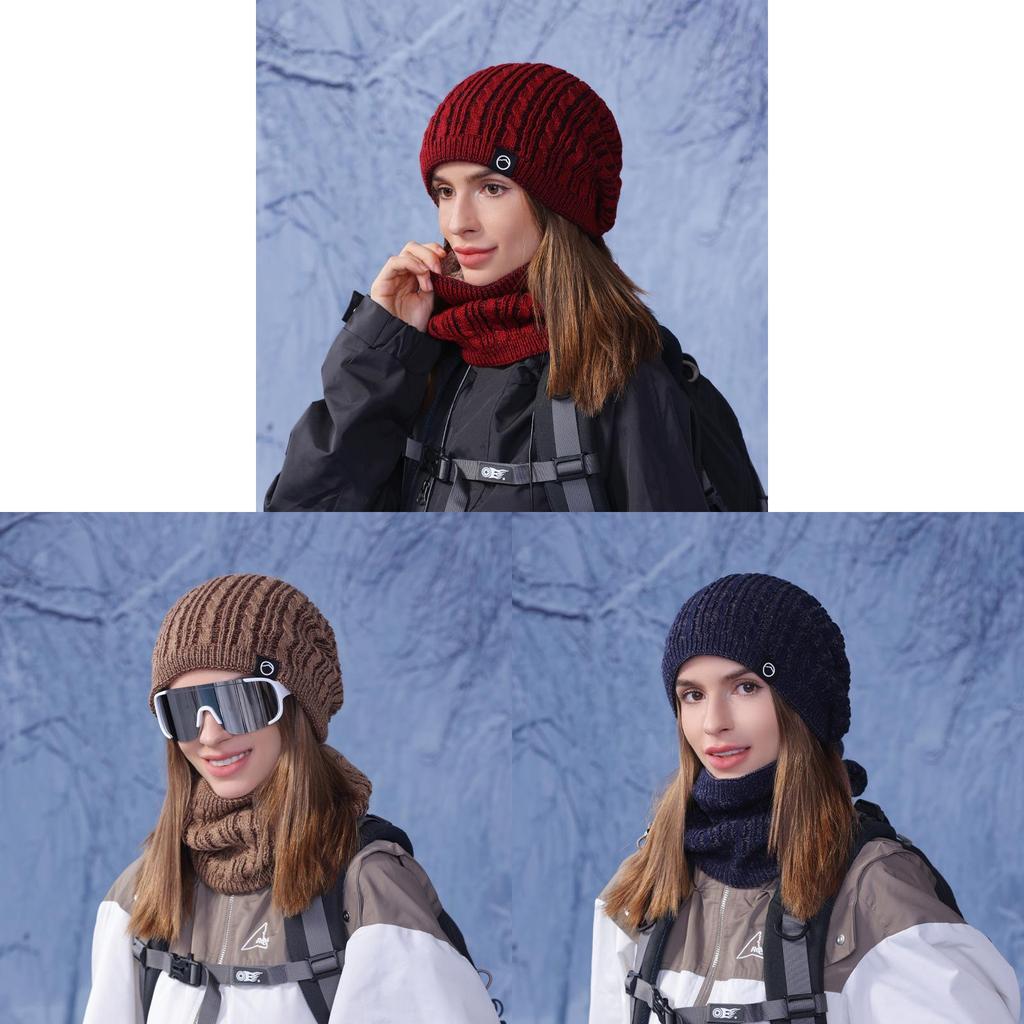Knit Hat And Scarf Set For Women With Fleece Lining Winter Warmth And Protection