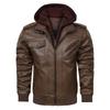 New men's clothing men's detachable hooded leather jacket zipper PU jacket European and American large size fashion jacket