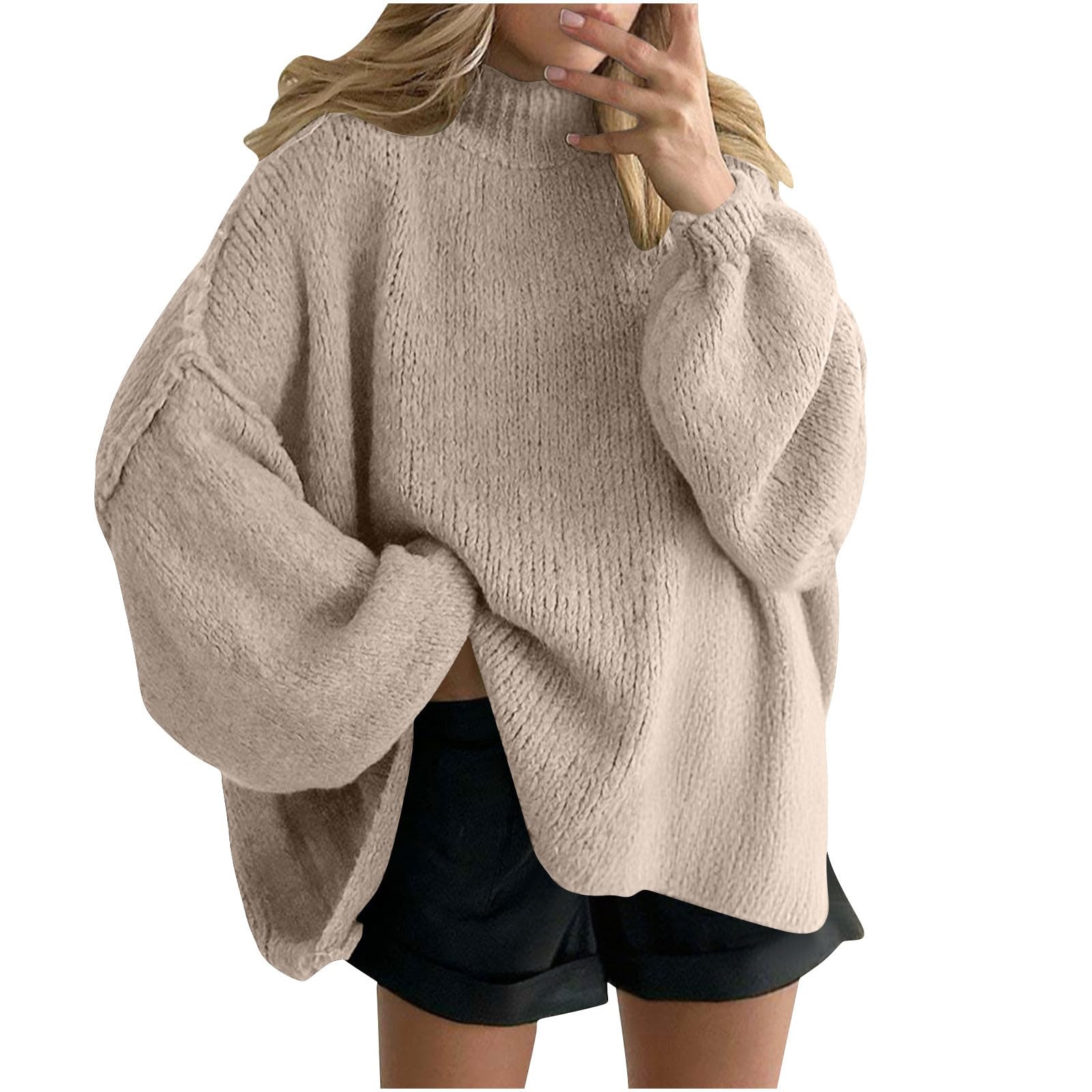 

Женский модный повседневный тонкий вязаный свитер большого размера с круглым вырезом M хаки