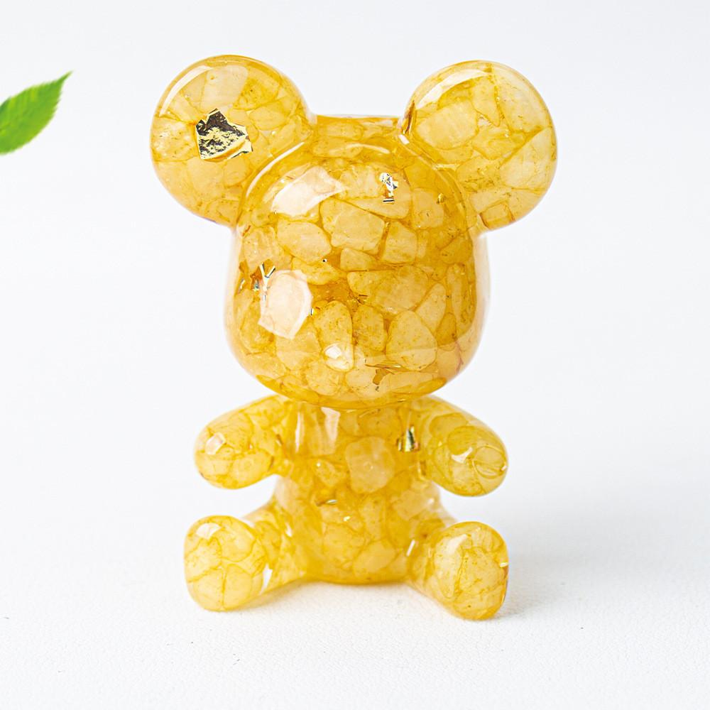 Crystal Resin Bear Car Air Vent Decor With Water Crystal And Crown For Gift Giving