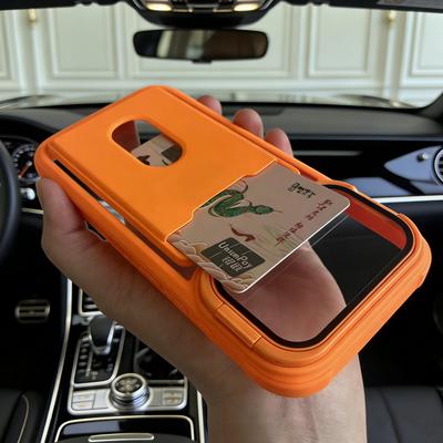 Luxuriöses Kartenfach-Steckfach-Geldbörsen-Fotofach-Handyhülle für iPhone 17 Air 16 15 14 Plus 13 12 11 Pro Max Glaslinsen-Halterungsabdeckung