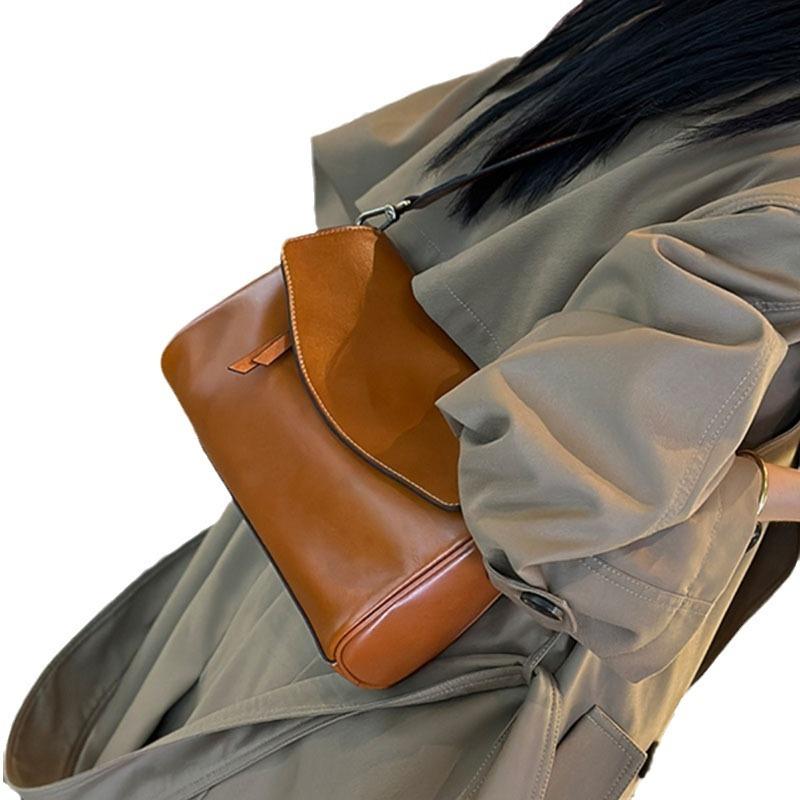 Underarm Bag Women's Large Capacity Skew Top Layer Cowhide All-in-one Shoulder Bag Premium Genuine Leather Bag for Women