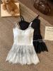 Winter 2024 Women's Lace Slip Dress - Sleeveless, Layered, Waist-Hugging with Bow
