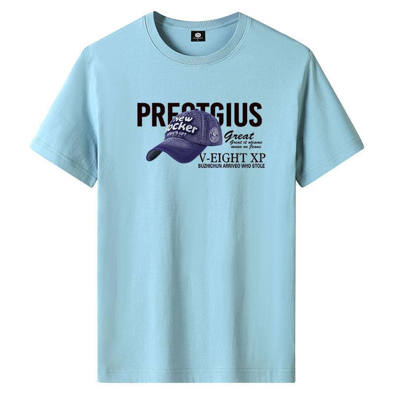 GMXIA Baumwoll Kurzarm T-Shirt Herrenmode Lockeres Halbarmhemd Bedruckt