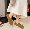 Spring and summer 2025 new fashion one-pedal deep-mouth loafers women's suede round head thick sole low-heeled small leather shoes