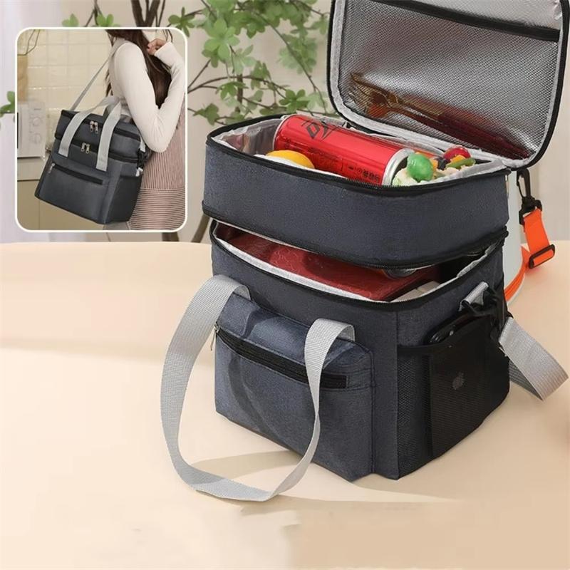 Double Layer Insulated Lunch Bag | Thermal Food Beverage Cooler for Picnic Outdoor | Large Capacity Bag Can Bear Weight Of 15kg