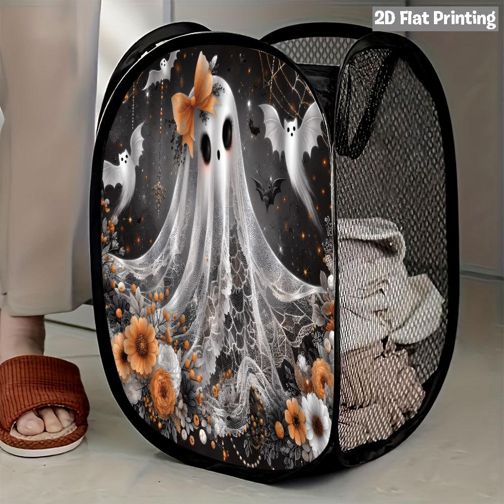 1Pcs Halloween Series 3 Pop-Up Laundry Hamper Expandable Mesh Hamper Basket for Room Bedroom Bathroom Organization Contemporary Storage