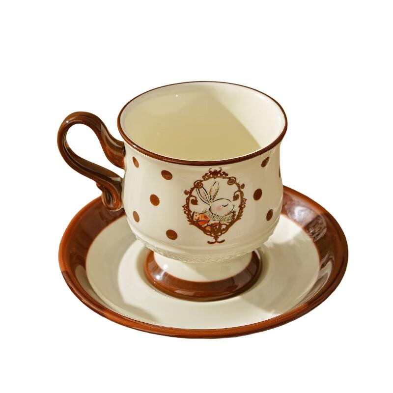 Duo Li Rabbit Ceramic-Style Tea Cup with Saucer Set