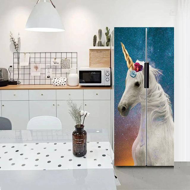Water Droplets Geometry Line Pattern Self-Adhesive Refrigerator Freeze Sticker Kid's Art Fridge Door Cover Wallpaper Teenager 3D