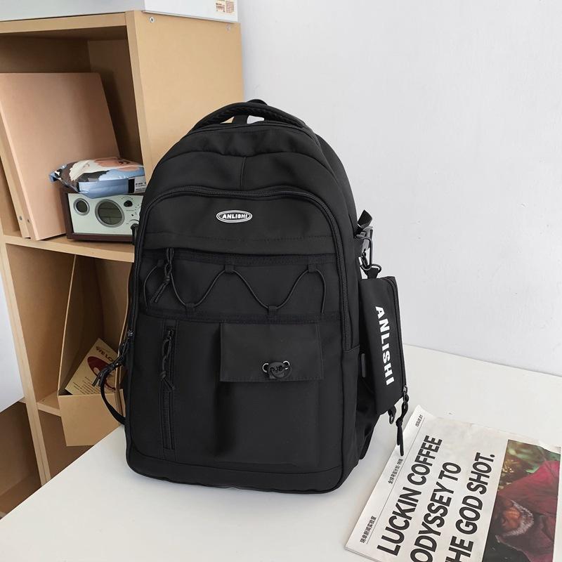 Workwear Backpack, Men s Instagram Trendy Leisure Travel Backpack, Women s High School, College, Junior High School, Large Capacity Backpack чёрный