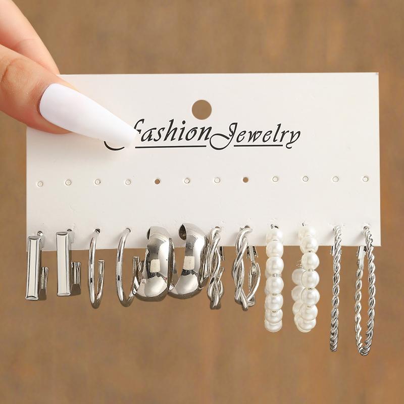 17KM Vintage Küpe Seti Metal Altın Rengi Sarkan Küpeler Kalp Kelebek Çember Küpeler Geometrik Moda Takı Trend