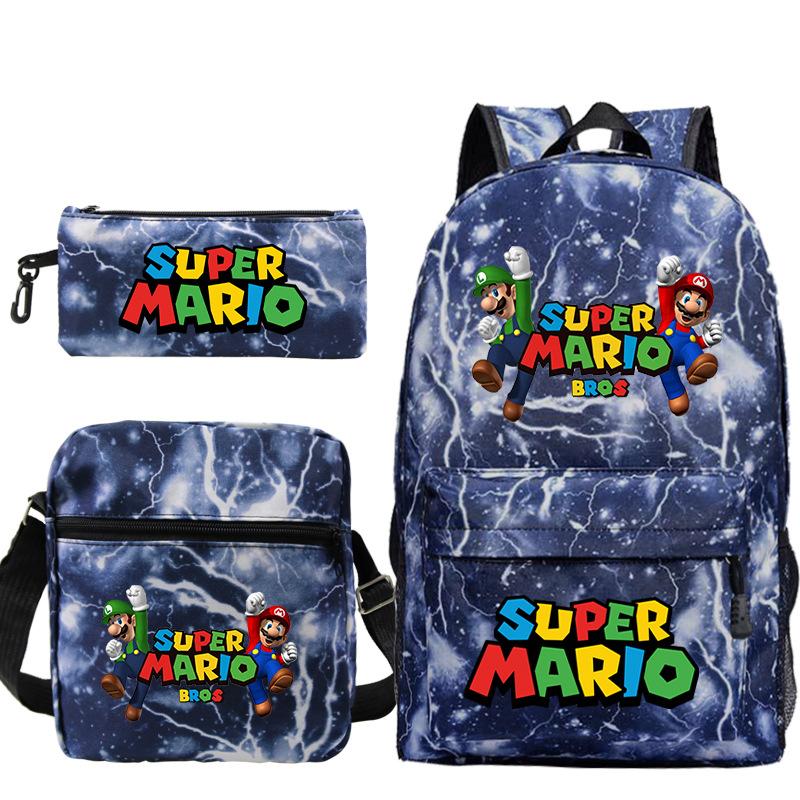 Super Mary Three-Piece Schoolbag, Male And Female Students, Large-Capacity Schoolbag, Shoulder Bag, Pencil Case.
