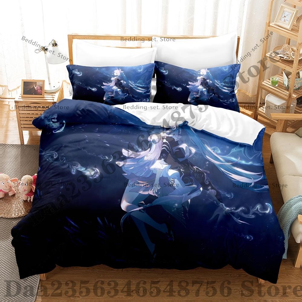 Genshin Impact Sangonomiya Kokomi Bedding Set Single Twin Full Queen King Size Bed Set Adult Bedroom Duvetcover Sets Anime Bed