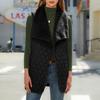 GMXIA Shimmering Women's Fall Fashion All Plush Patchwork Cardigan Sleeveless Coat Vest Women