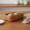 Japanese Design Storage Box Long-Lasting Rectangular Bread Basket Rectangular Rattan Basket Easy To Clean Moisture-Resistant